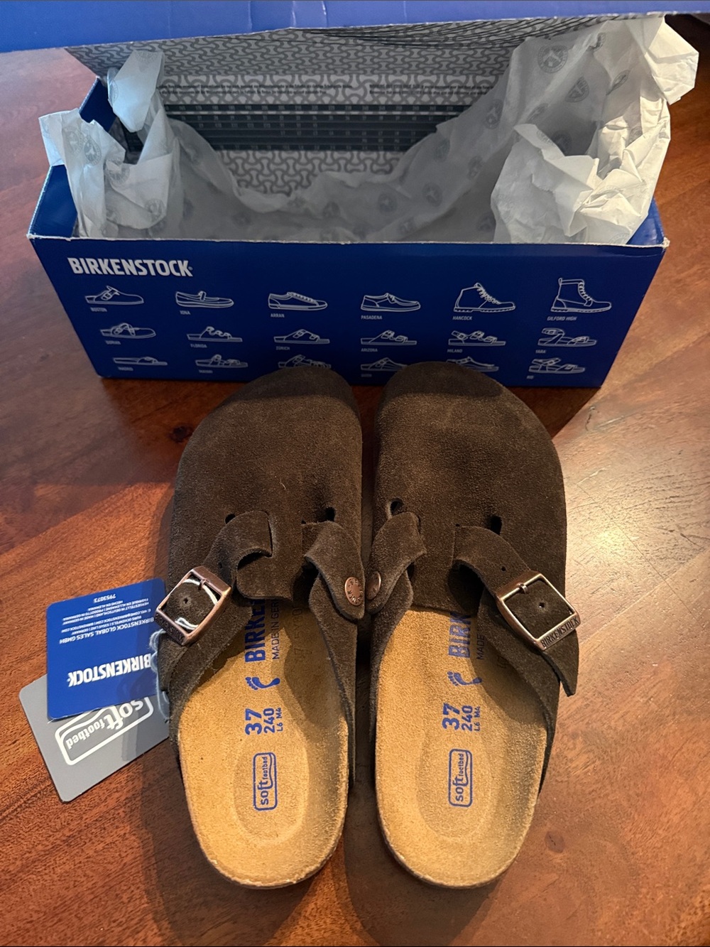 Birkenstock Dark Brown Suede Boston Clogs